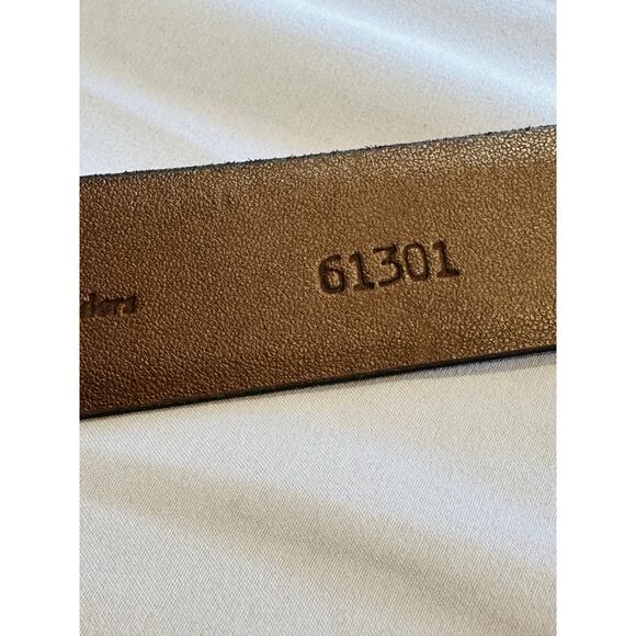 Torino Men's Brown Aniline Kipskin Shoulder Leather Belt Solid Brass Buckle 36 - Picture 7 of 9